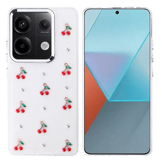 Xiaomi Redmi Note 13 Pro 4G Case Airbag Design Glitter Transparent Zore Polar Cover Cherry 