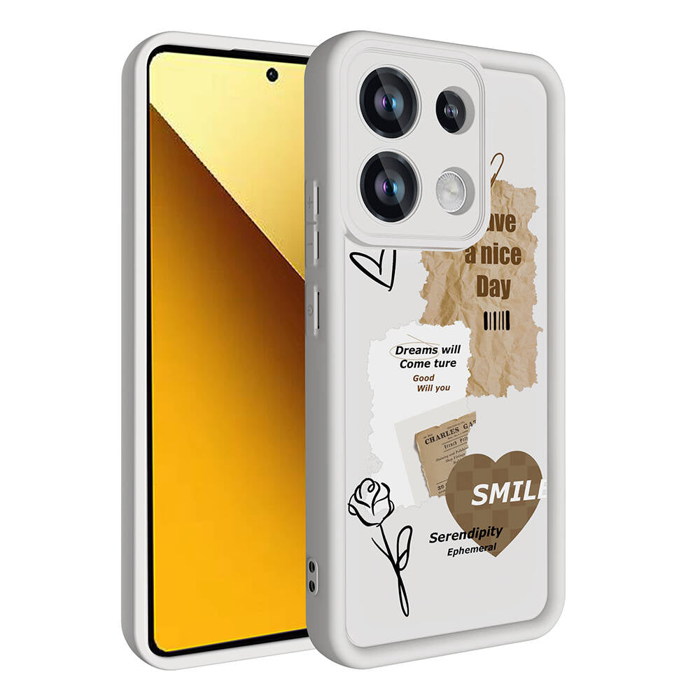 Xiaomi Redmi Note 13 Pro 4G Kılıf Kamera Korumalı Baskılı Arka Yüzey Zore Klas Kapak Koyu Kahve
