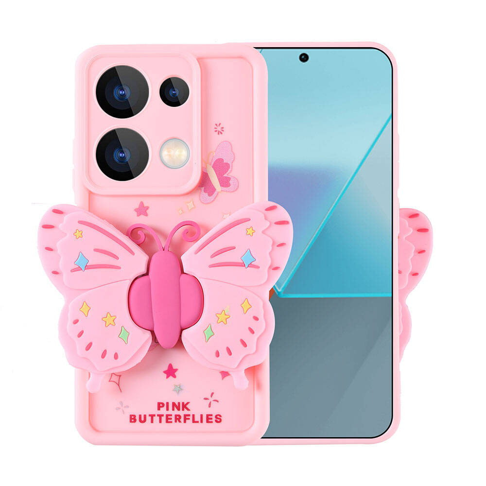 Xiaomi Redmi Note 13 Pro 4G Case Camera Protection Figure Design Zore Cover Pink Open