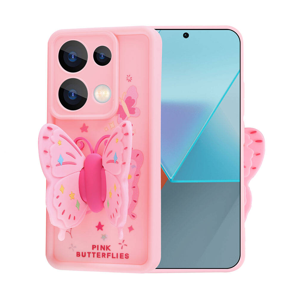 Xiaomi Redmi Note 13 Pro 4G Case Camera Protection Figure Design Zore Cover Pink Open