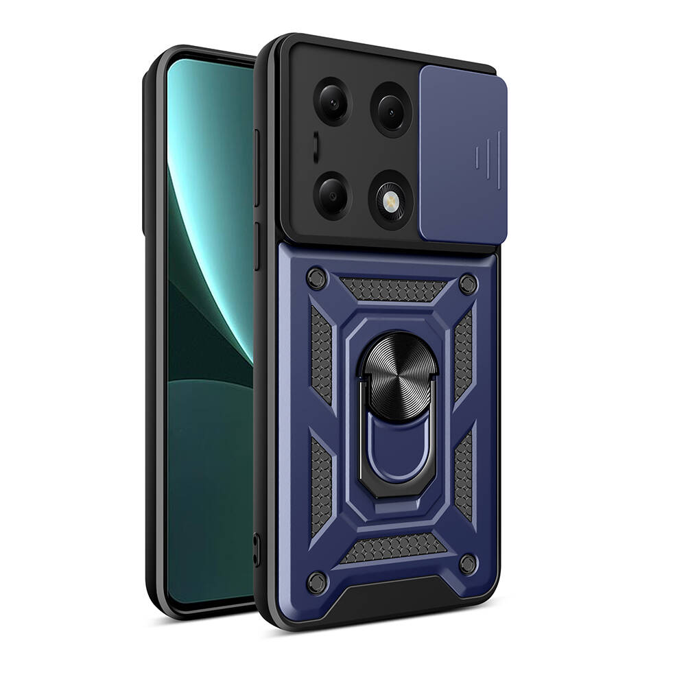 Xiaomi Redmi Note 13 Pro 4G Case Magnetic Stand Camera Protection Zore Sliding Vega Cover Blue