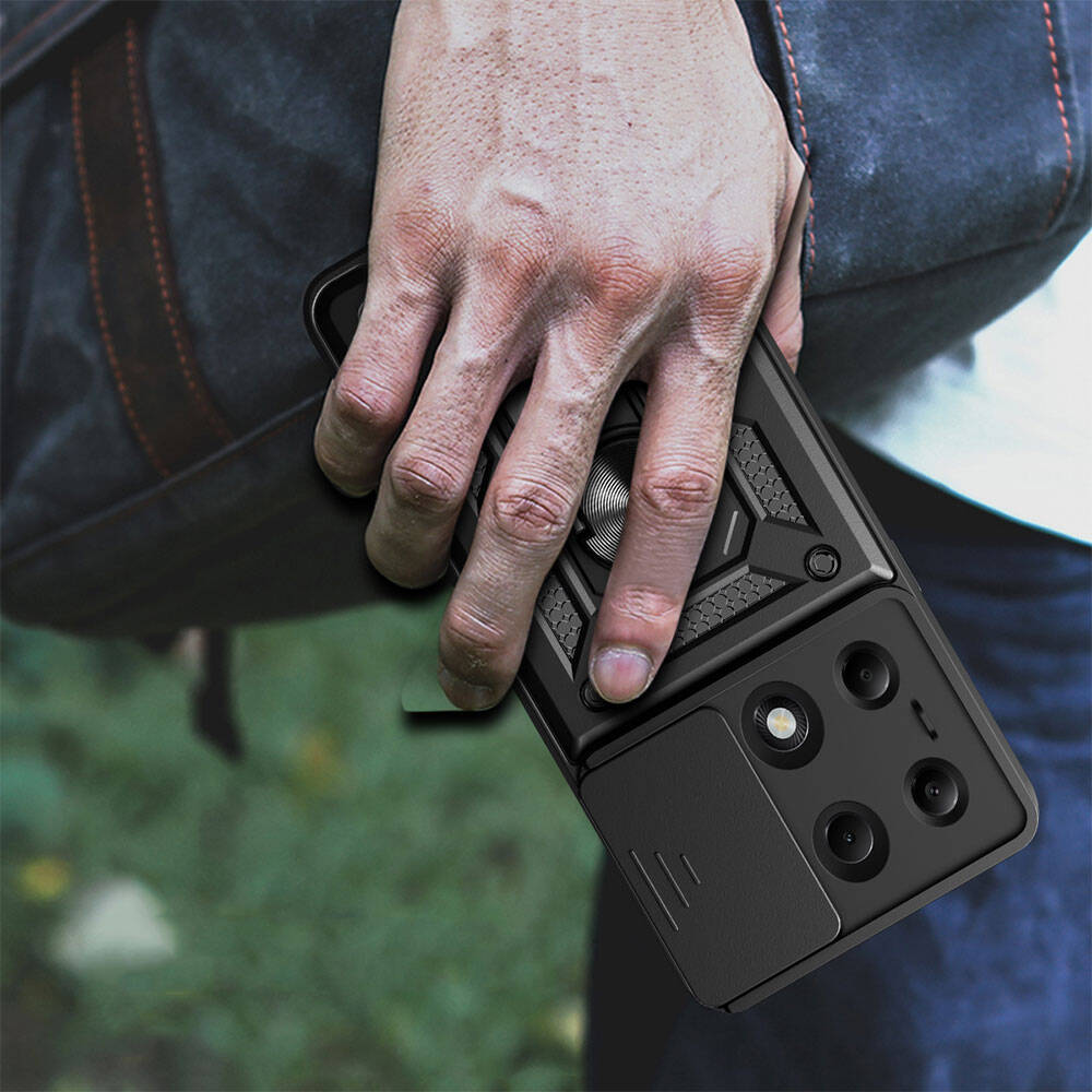 Xiaomi Redmi Note 13 Pro 4G Case Magnetic Stand Camera Protection Zore Sliding Vega Cover Blue