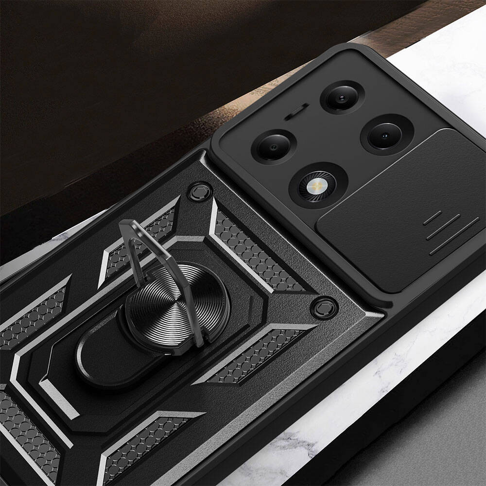 Xiaomi Redmi Note 13 Pro 4G Case Magnetic Stand Camera Protection Zore Sliding Vega Cover Blue