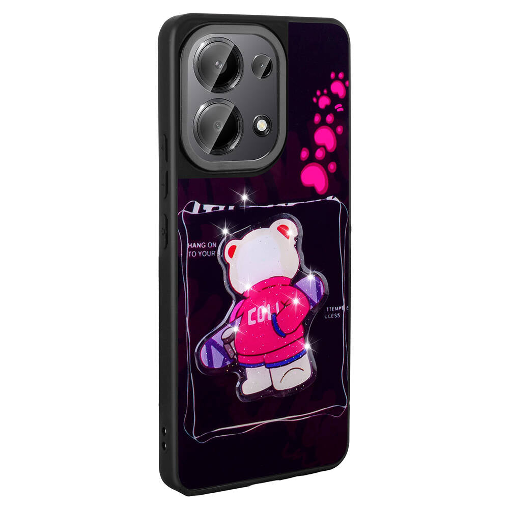 Xiaomi Redmi Note 13 Pro 4G Case Shining Embossed Iconic Figured Zore Amas Silicone Cover Black