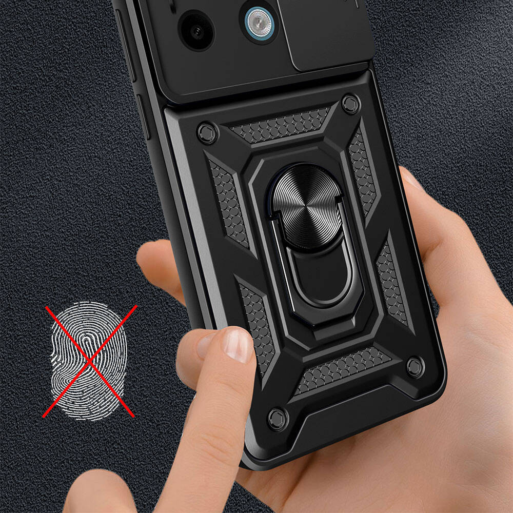 Xiaomi Redmi Note 13 Pro 5G Case Magnetic Stand Camera Protection Zore Sliding Vega Cover Black