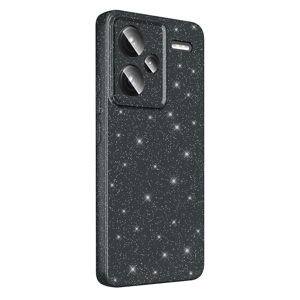 Xiaomi Redmi Note 13 Pro Plus 5G Case Camera Protection Glitter Luxury Zore Cotton Cover Silver 