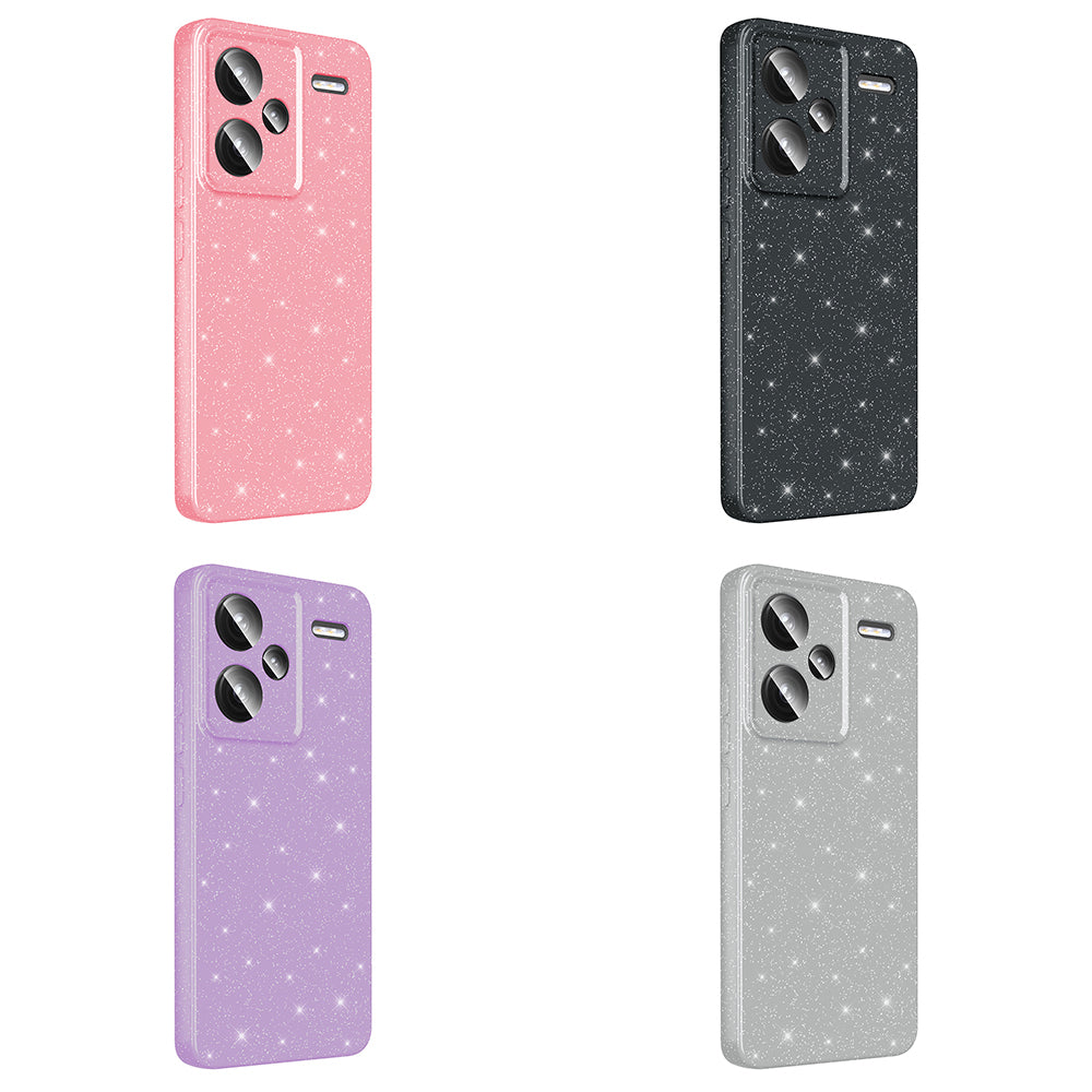 Xiaomi Redmi Note 13 Pro Plus 5G Case Camera Protection Glitter Luxury Zore Cotton Cover Light Pink 