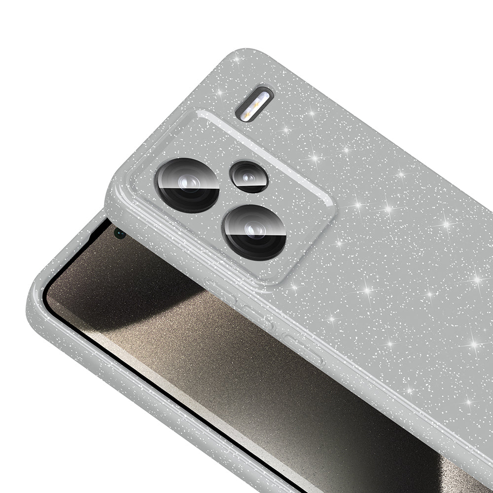 Xiaomi Redmi Note 13 Pro Plus 5G Case Camera Protection Glitter Luxury Zore Cotton Cover Silver 