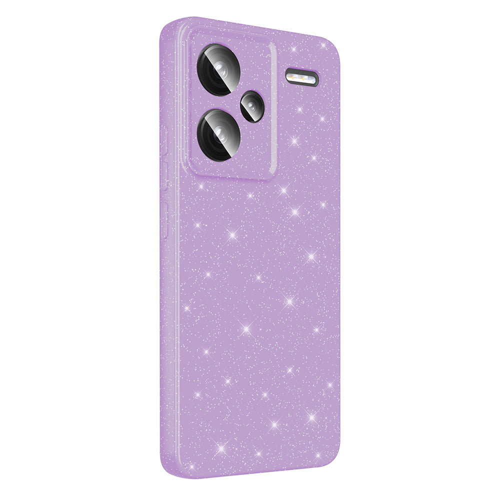 Xiaomi Redmi Note 13 Pro Plus 5G Case Camera Protection Glitter Luxury Zore Cotton Cover Lilac 