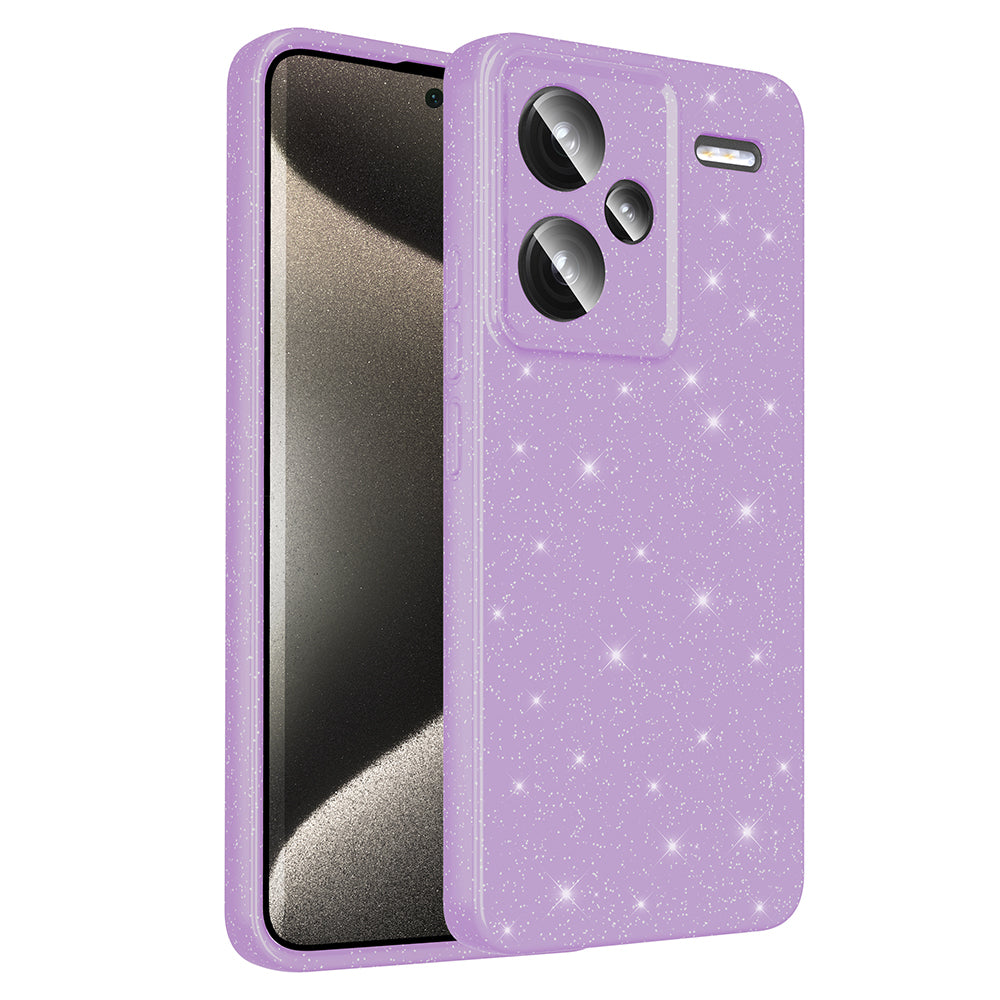 Xiaomi Redmi Note 13 Pro Plus 5G Case Camera Protection Glitter Luxury Zore Cotton Cover Lilac 