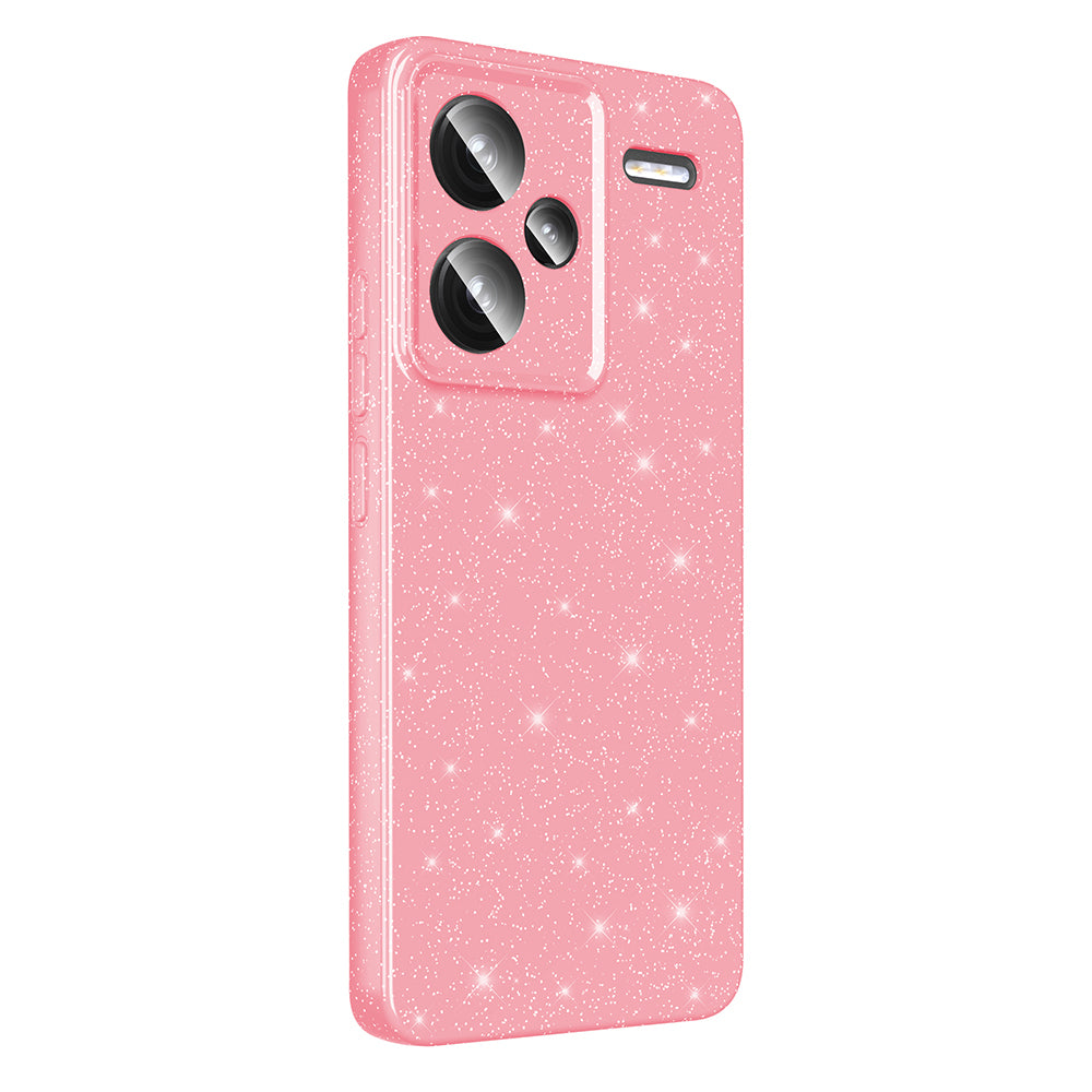 Xiaomi Redmi Note 13 Pro Plus 5G Case Camera Protection Glitter Luxury Zore Cotton Cover Lilac 
