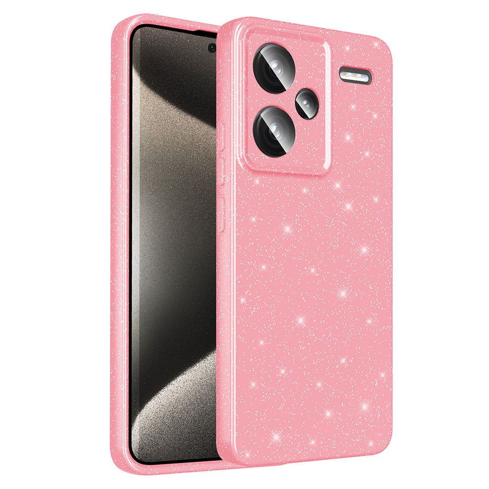 Xiaomi Redmi Note 13 Pro Plus 5G Case Camera Protection Glitter Luxury Zore Cotton Cover Light Pink 