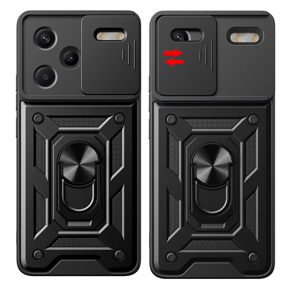 Xiaomi Redmi Note 13 Pro Plus 5G Case Magnetic Stand Camera Protection Zore Sliding Vega Cover Black