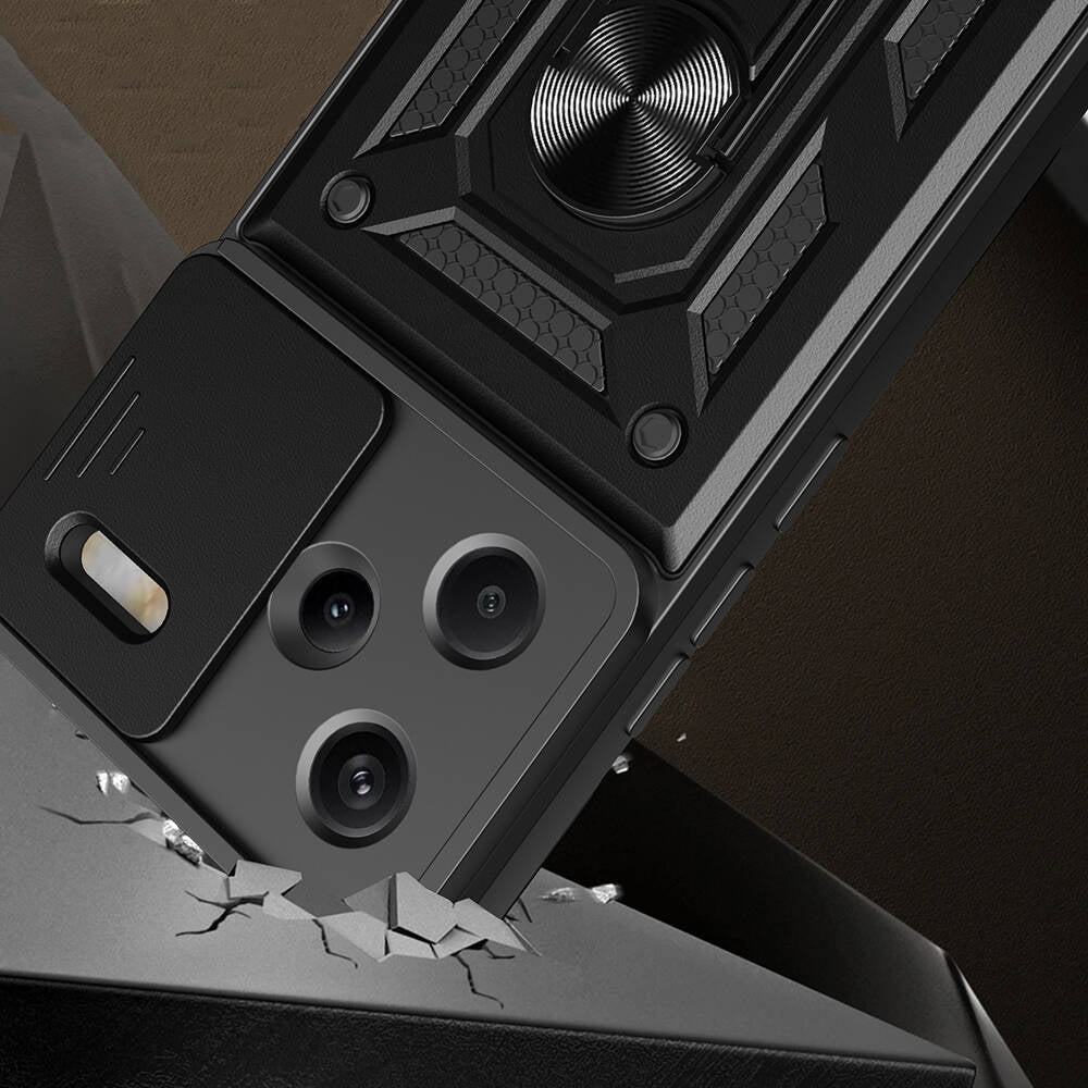 Xiaomi Redmi Note 13 Pro Plus 5G Case Magnetic Stand Camera Protection Zore Sliding Vega Cover Black
