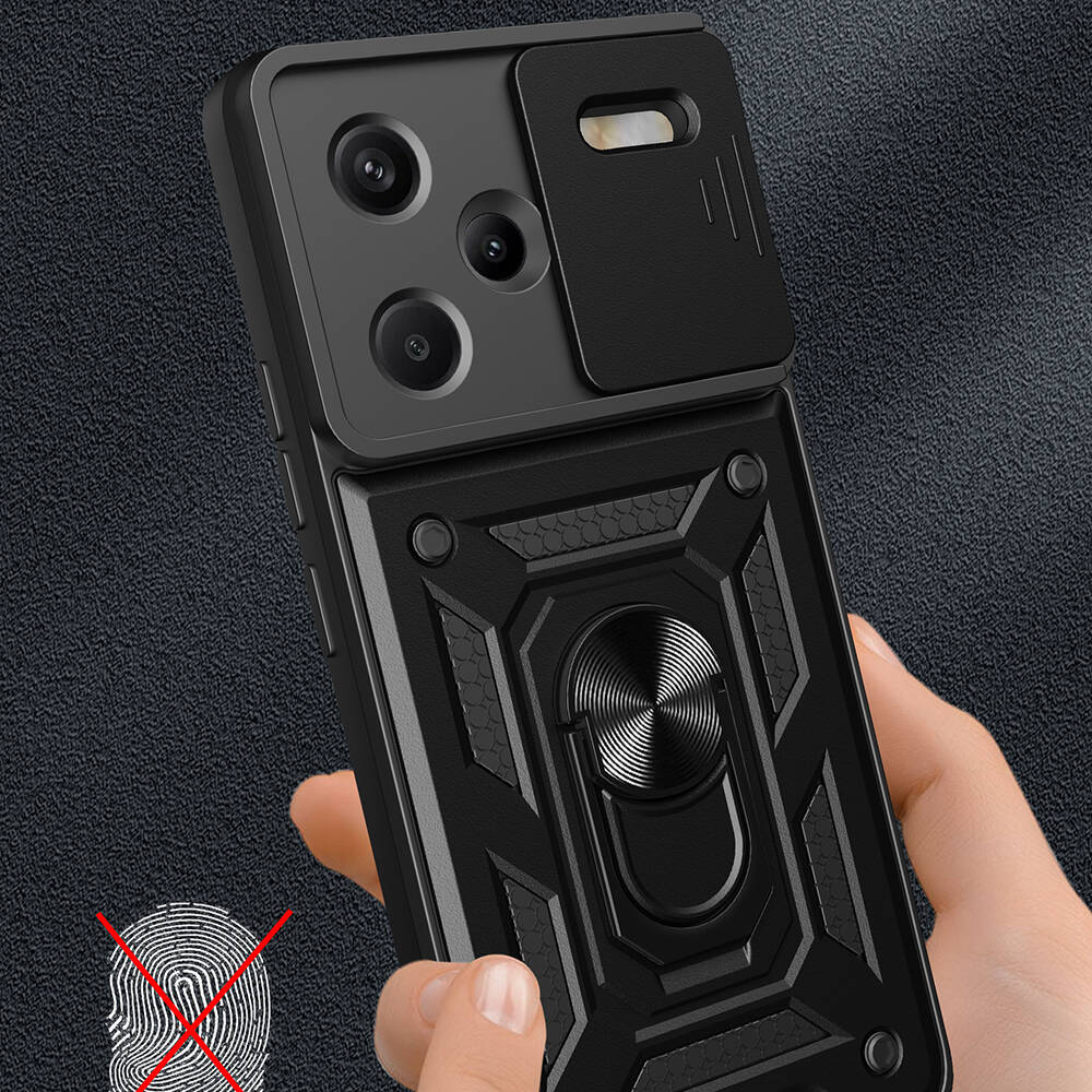 Xiaomi Redmi Note 13 Pro Plus 5G Case Magnetic Stand Camera Protection Zore Sliding Vega Cover Black