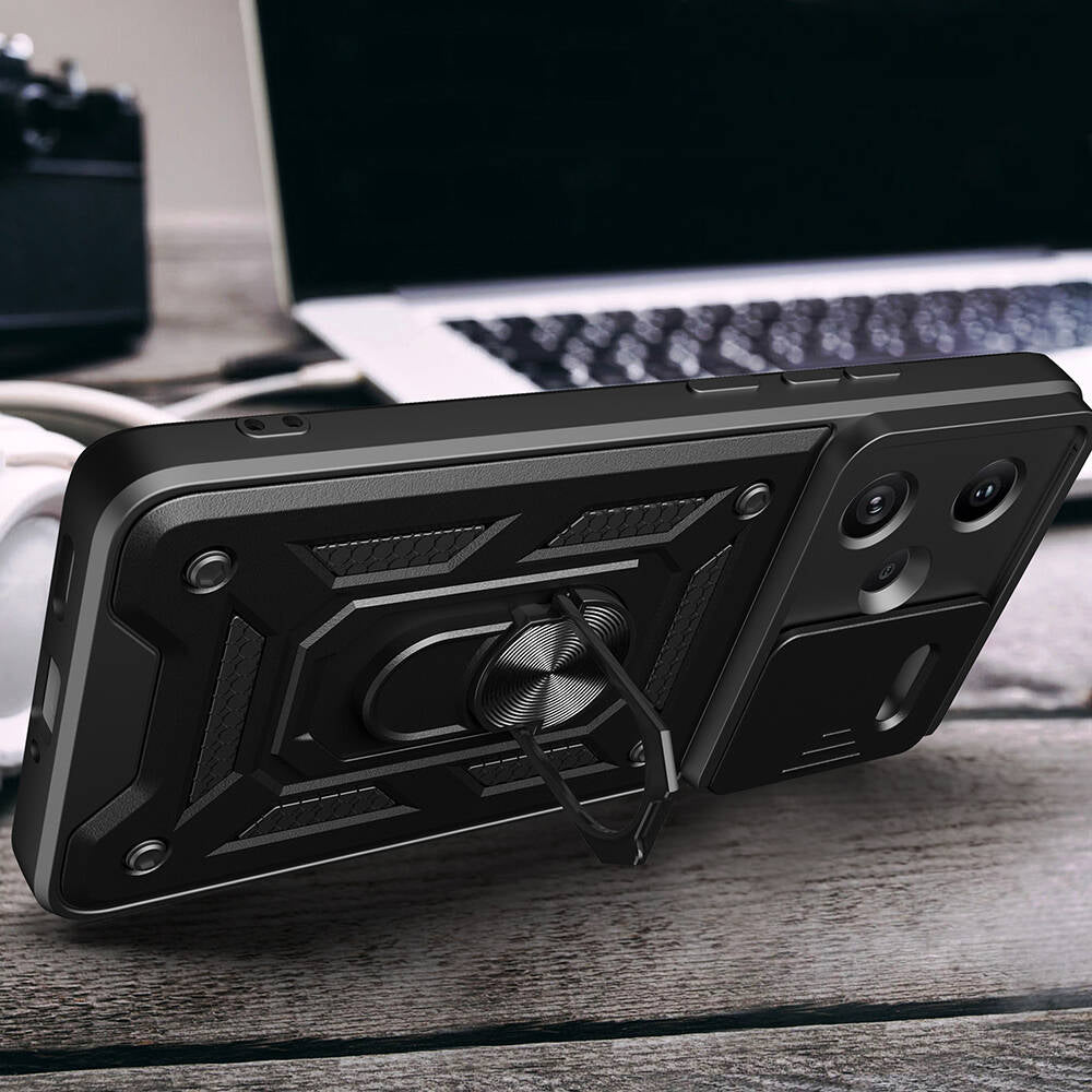 Xiaomi Redmi Note 13 Pro Plus 5G Case Magnetic Stand Camera Protection Zore Sliding Vega Cover Black