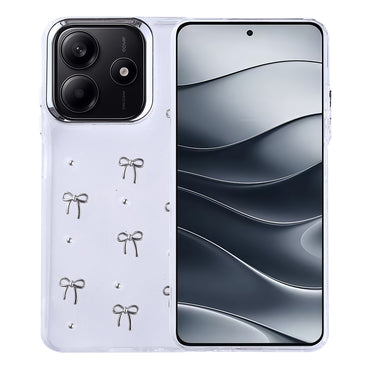 Xiaomi Redmi Note 14 4G Kılıf Airbag Tasarımlı Simli Şeffaf Zore Kutup Kapak Kiraz