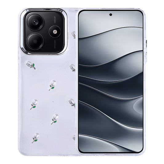 Xiaomi Redmi Note 14 4G Kılıf Airbag Tasarımlı Simli Şeffaf Zore Kutup Kapak Lale