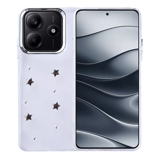 Xiaomi Redmi Note 14 4G Kılıf Airbag Tasarımlı Simli Şeffaf Zore Kutup Kapak Yıldız