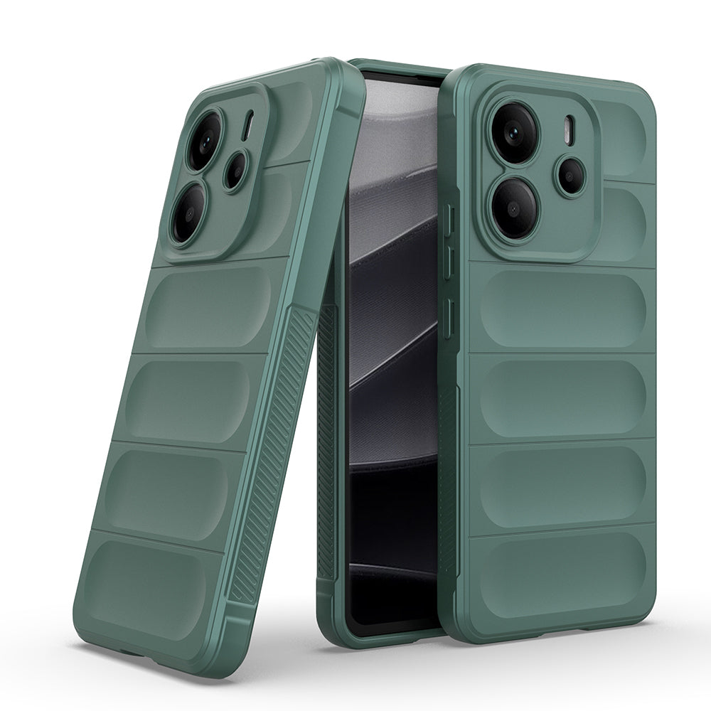 Xiaomi Redmi Note 14 4G Case Flexible TPU Hollow Back Surface Design Zore Ethnic Silicone Cover Dark Green