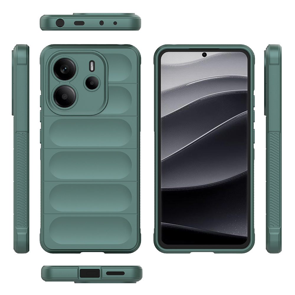 Xiaomi Redmi Note 14 4G Case Flexible TPU Hollow Back Surface Design Zore Ethnic Silicone Cover Dark Green