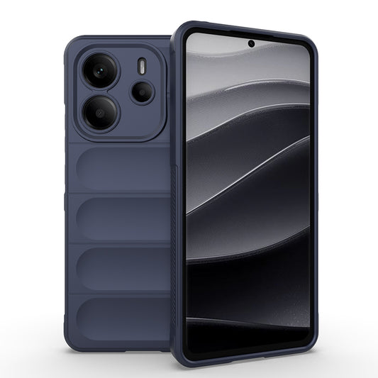 Xiaomi Redmi Note 14 4G Case Flexible TPU Hollow Back Surface Design Zore Ethnic Silicone Cover Navy Blue