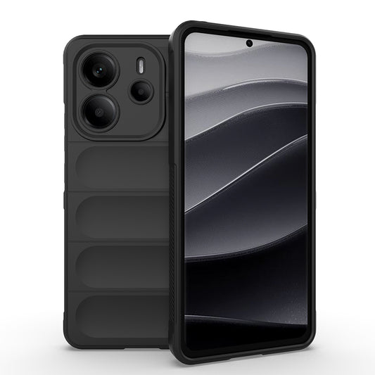 Xiaomi Redmi Note 14 4G Case Flexible TPU Hollow Back Surface Design Zore Ethnic Silicone Cover Black