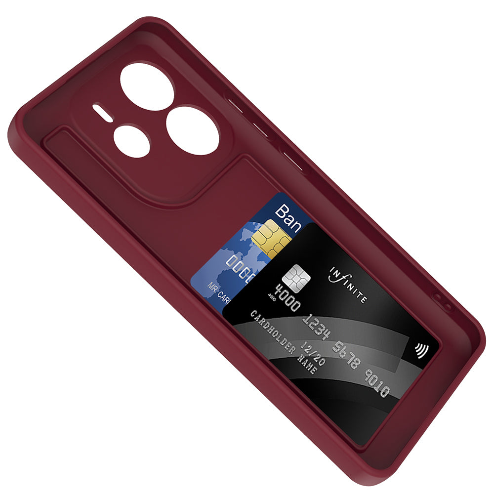 Xiaomi Redmi Note 14 4G Kılıf Kamera Korumalı Kartlık Hazneli Zore Vitra Kapak Kahverengi