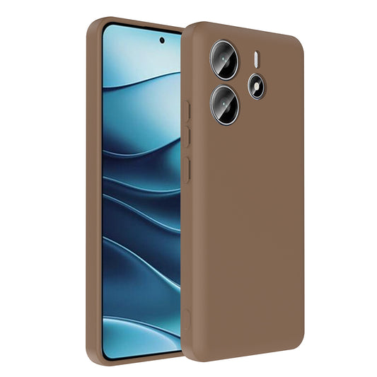 Xiaomi Redmi Note 14 4G Kılıf Kamera Korumalı Kartlık Hazneli Zore Vitra Kapak Kahverengi