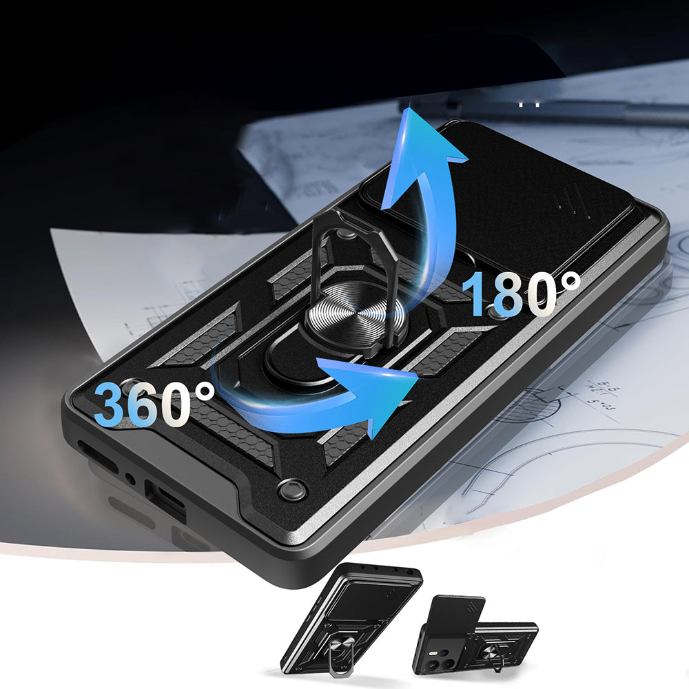 Xiaomi Redmi Note 14 4G Case Magnetic Stand Camera Protection Zore Sliding Vega Cover Blue