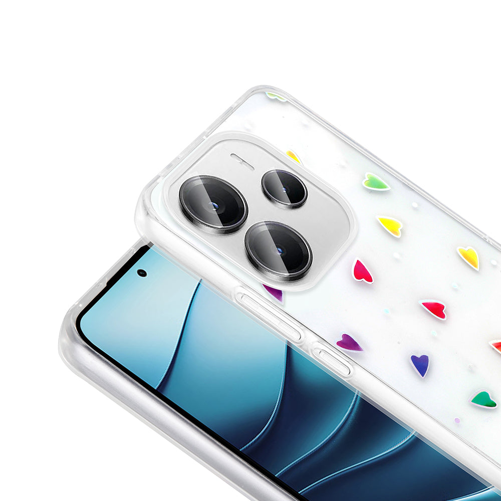 Xiaomi Redmi Note 14 4G Kılıf Şeffaf Figürlü Zore Folk Sert Kapak Kalp