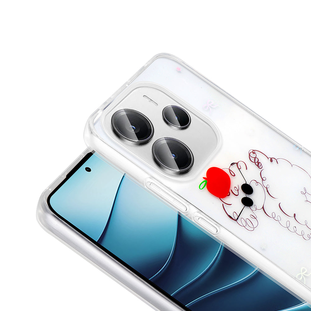 Xiaomi Redmi Note 14 4G Kılıf Şeffaf Figürlü Zore Folk Sert Kapak Papatya