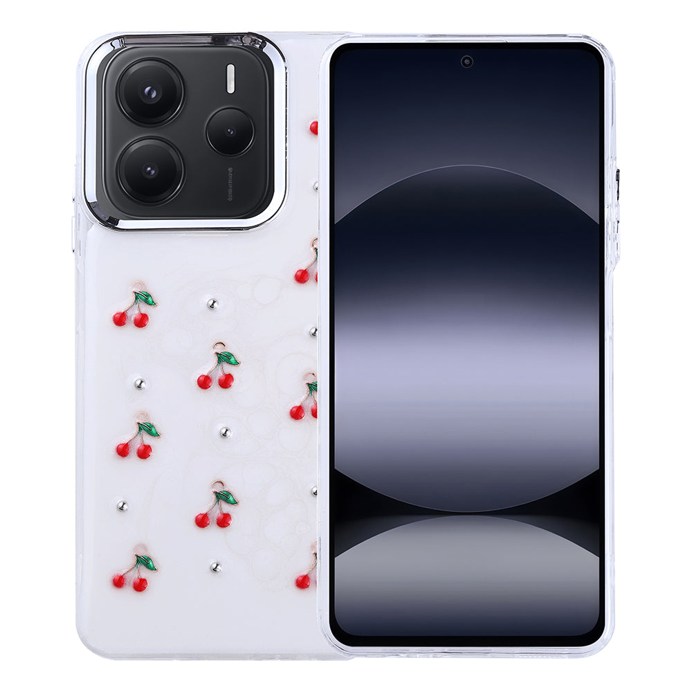 Xiaomi Redmi Note 14 5G Case Airbag Design Glitter Transparent Zore Polar Cover Tulip