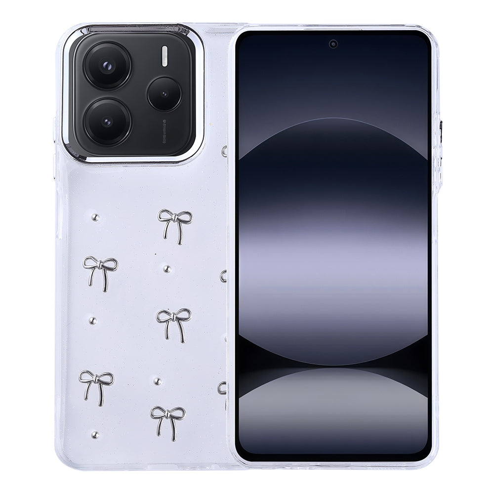 Xiaomi Redmi Note 14 5G Kılıf Airbag Tasarımlı Simli Şeffaf Zore Kutup Kapak Fiyonk