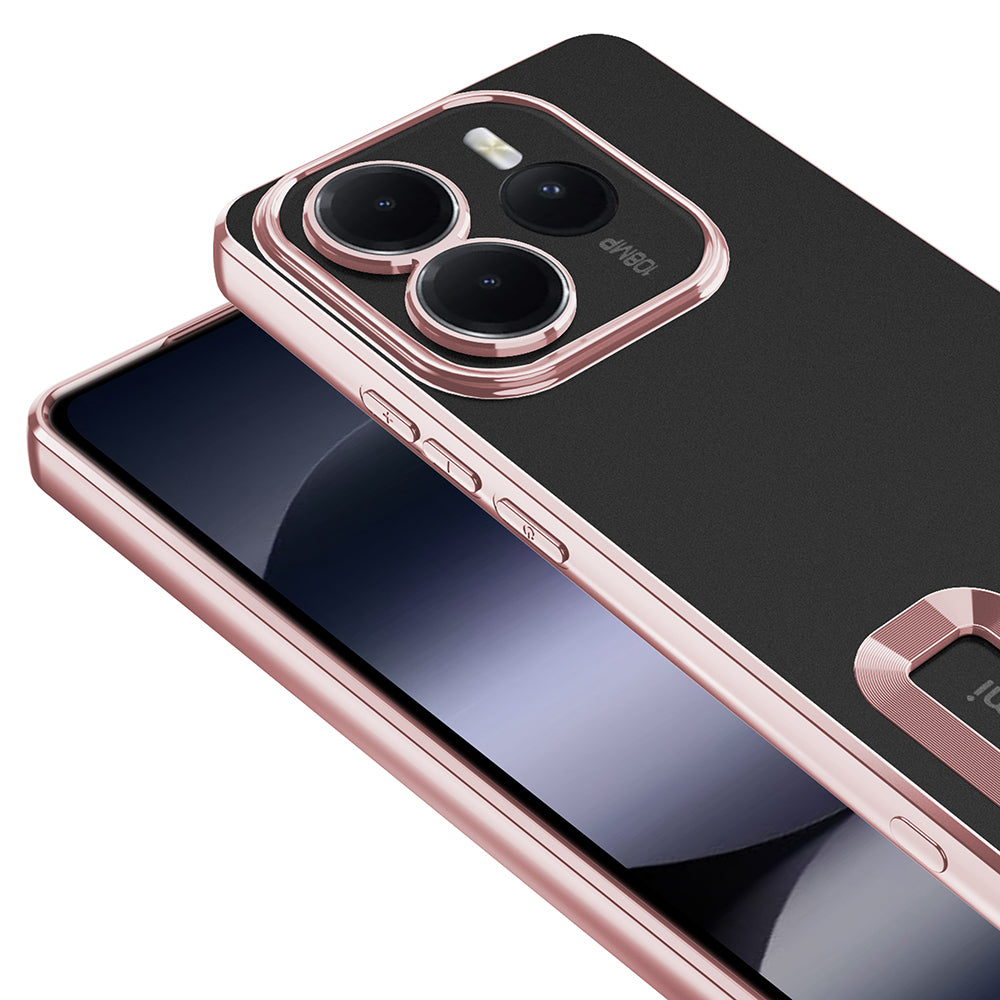 Xiaomi Redmi Note 14 5G Case Camera Protection Logo Showing Zore Omega Cover Rose Gold 