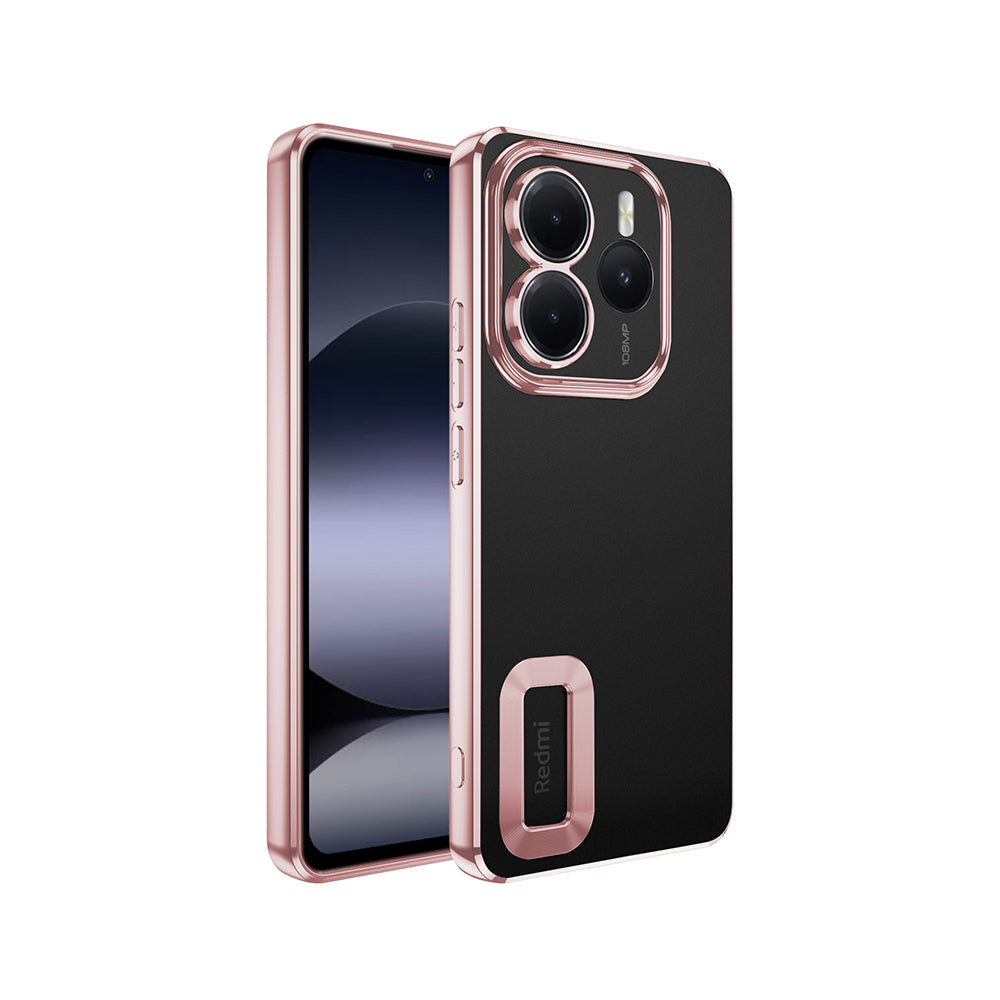 Xiaomi Redmi Note 14 5G Case Camera Protection Logo Showing Zore Omega Cover Rose Gold 