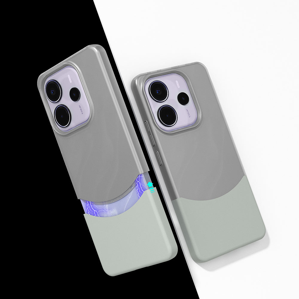 Xiaomi Redmi Note 14 5G Kılıf Mıknatıslı Zore Duble Kapak Gri