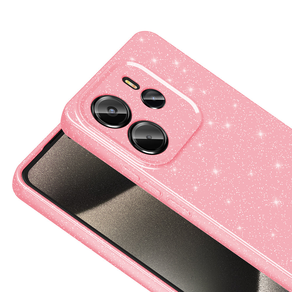 Xiaomi Redmi Note 14 Case Camera Protection Glitter Luxury Zore Cotton Cover Black 