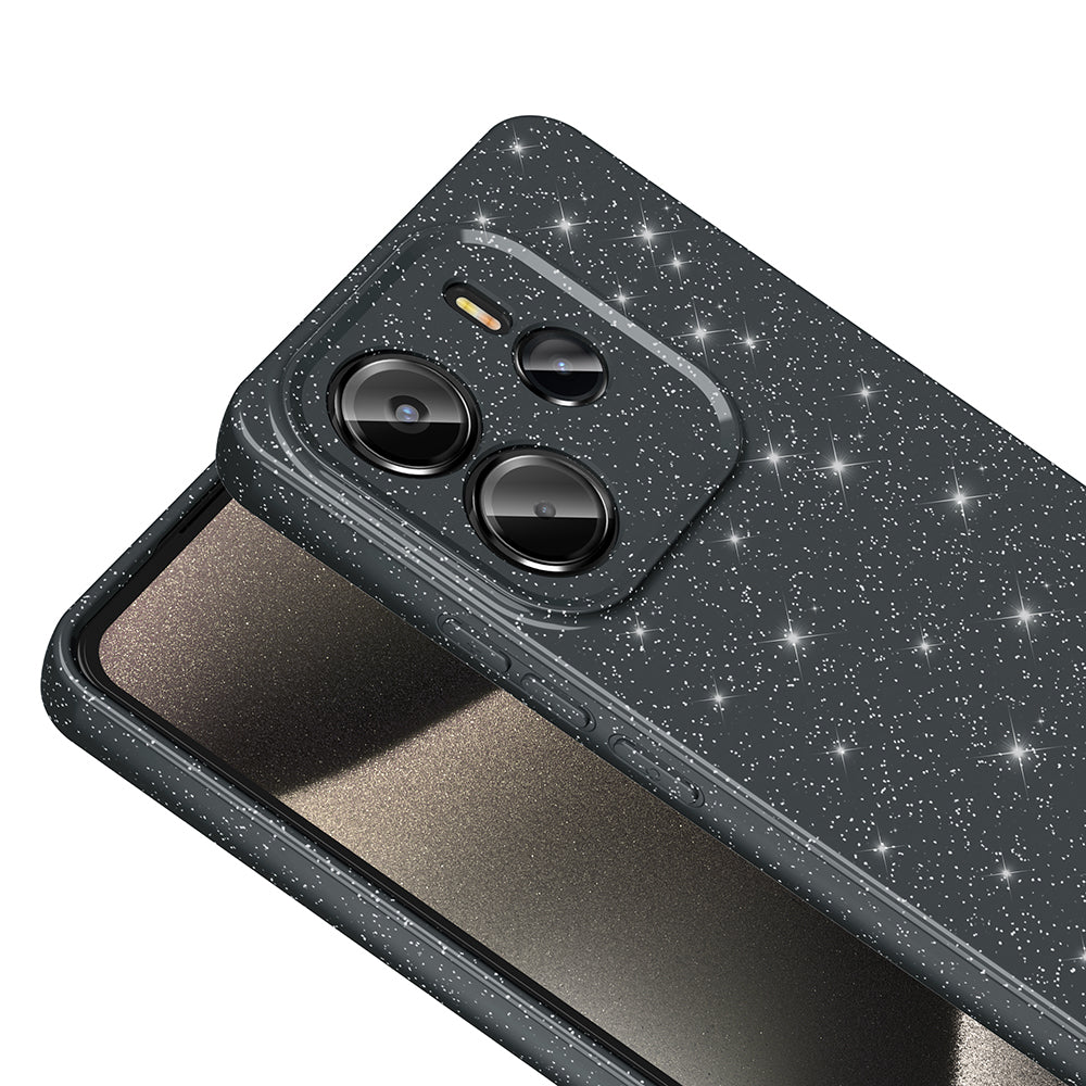 Xiaomi Redmi Note 14 Case Camera Protection Glitter Luxury Zore Cotton Cover Black 