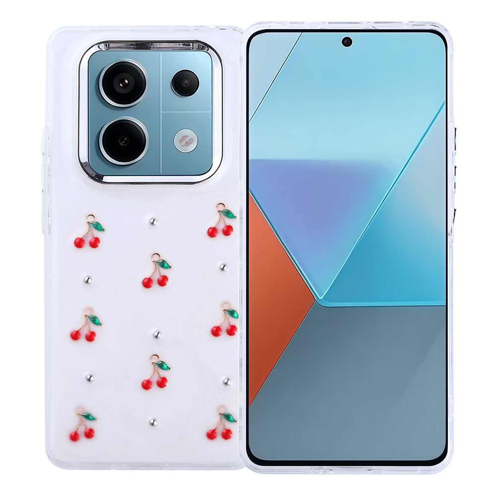 Xiaomi Redmi Note 14 Pro 4G Case Airbag Design Glitter Transparent Zore Polar Cover Cherry
