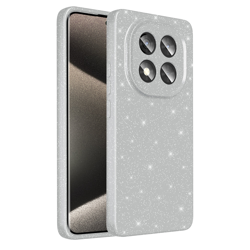 Xiaomi Redmi Note 14 Pro 4G Case Camera Protection Glitter Luxury Zore Cotton Cover Silver 