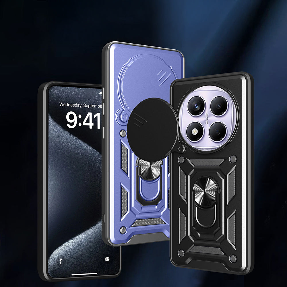 Xiaomi Redmi Note 14 Pro 4G Case Magnetic Stand Camera Protection Zore Sliding Vega Cover Blue