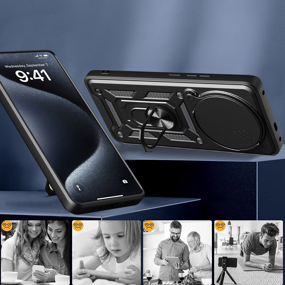 Xiaomi Redmi Note 14 Pro 4G Case Magnetic Stand Camera Protection Zore Sliding Vega Cover Blue