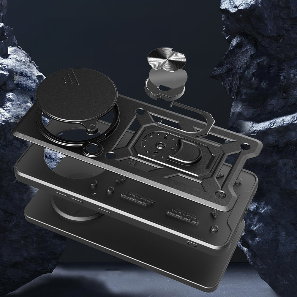 Xiaomi Redmi Note 14 Pro 4G Case Magnetic Stand Camera Protection Zore Sliding Vega Cover Blue