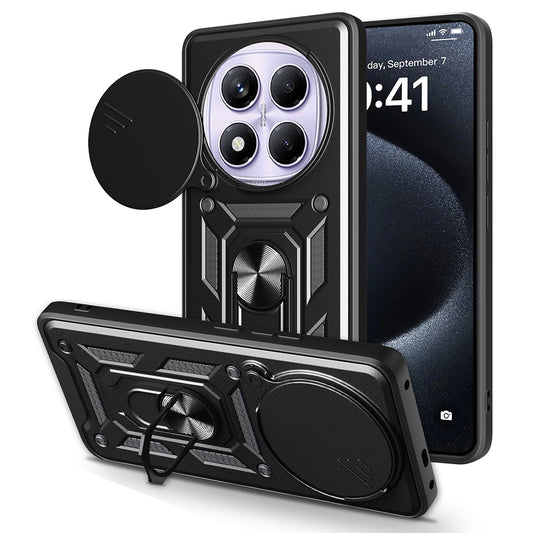 Xiaomi Redmi Note 14 Pro 4G Case Magnetic Stand Camera Protection Zore Sliding Vega Cover Black