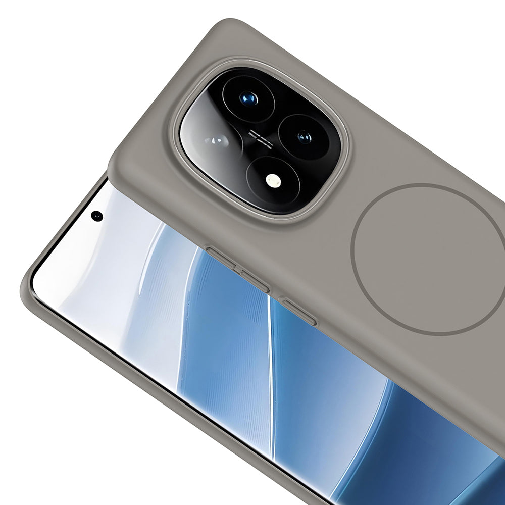 Xiaomi Redmi Note 14 Pro 4G Kılıf M-safe Şarj Özellikli Zore Ruby Sert Kapak Gri