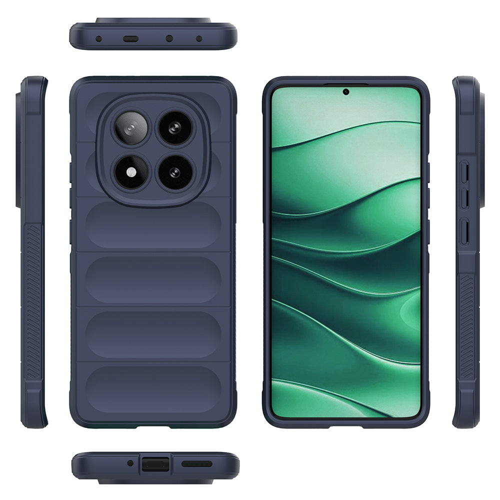 Xiaomi Redmi Note 14 Pro 5G Case Flexible TPU Hollow Back Surface Design Zore Ethnic Silicone Cover Navy Blue