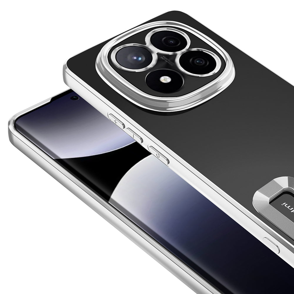 Xiaomi Redmi Note 14 Pro 5G Case Camera Protection Logo Showing Zore Omega Cover Silver 