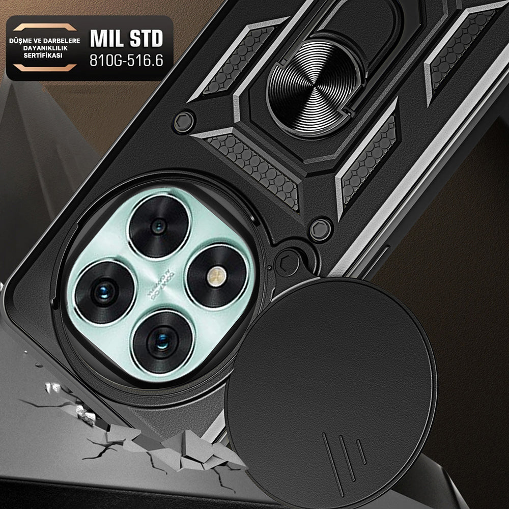 Xiaomi Redmi Note 14 Pro 5G Case Magnetic Stand Camera Protection Zore Sliding Vega Cover Blue