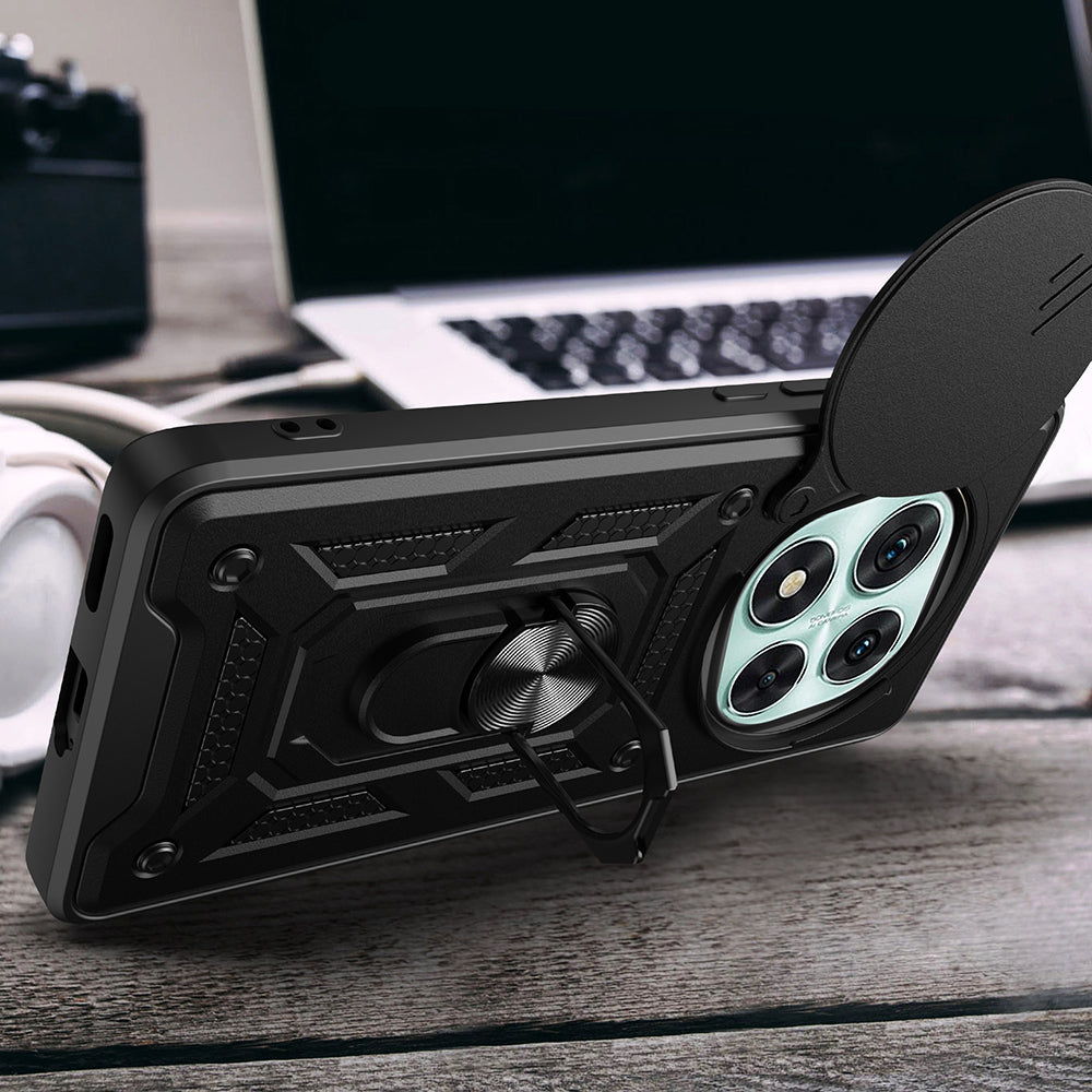 Xiaomi Redmi Note 14 Pro 5G Kılıf Magnetik Standlı Kamera Korumalı Zore Sürgülü Vega Kapak Siyah